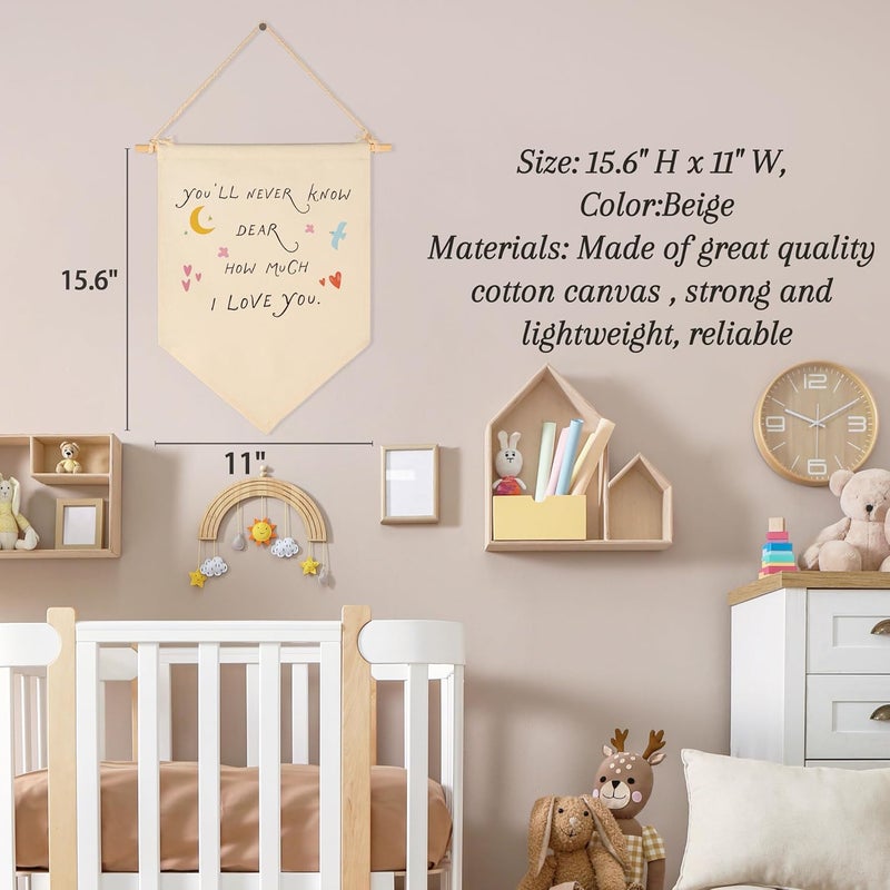 Sioial Nursery Playroom Reading Room Bedroom Door Above Crib Wall Decor Gifts for Boy Girl Kids-Baby,Shower Christmas Gift-Canvas Banner Pennant Prints Poster Flag Sign Wall Art-You'll Never Know Dear - Image 5